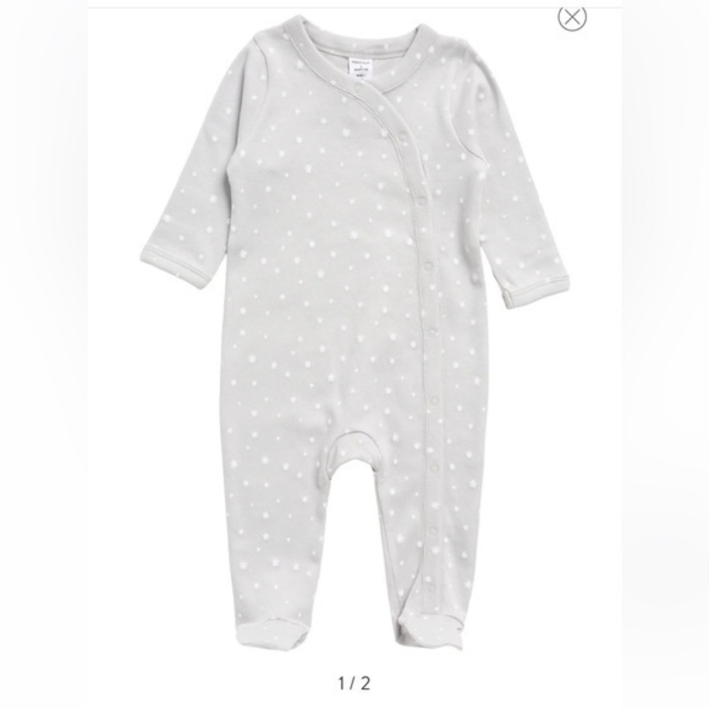 Kids' Nordstrom Baby Print Footie grey micro stars 9 months